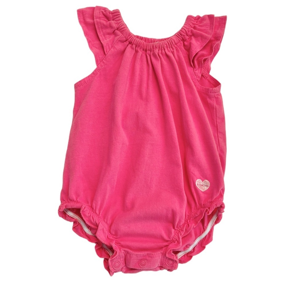 bebe Baby Girl Pink Ruffled Onesie | Size 3 Months